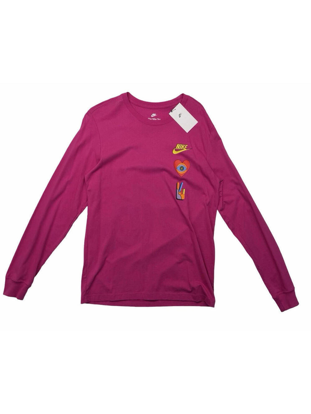 Nike Sportswear NSW Pack Spirit Long Sleeve Print Tee Cotton Pink Size M